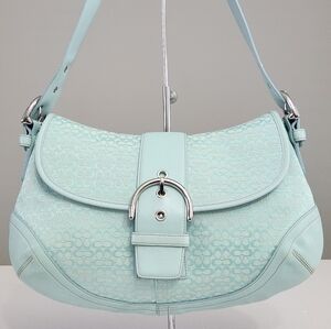 RARE COACH Y2K SIGNATURE SUFFLETTE SOHO HOBO BAG AQUA TIFFANY BLUE TURQUOISE